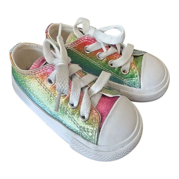 CONVERSE Low Rainbow Multicolor Sparkle Sneakers Toddler - Size 4 - Picture 1 of 6